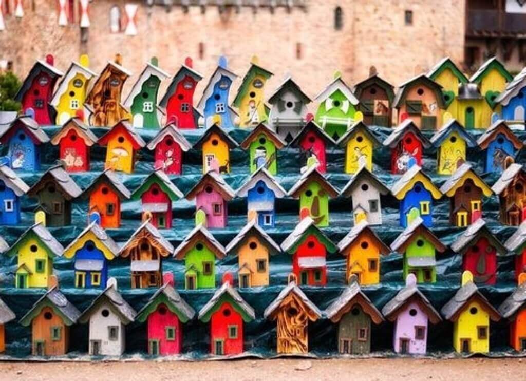 Birdhouses multi-colored