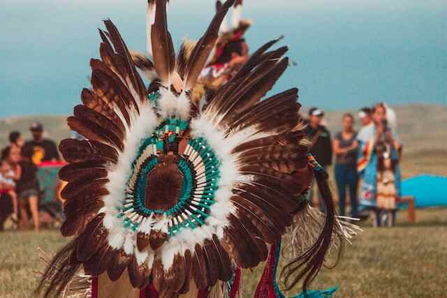 Native American Man, Pow Wow Regalia Closeup

