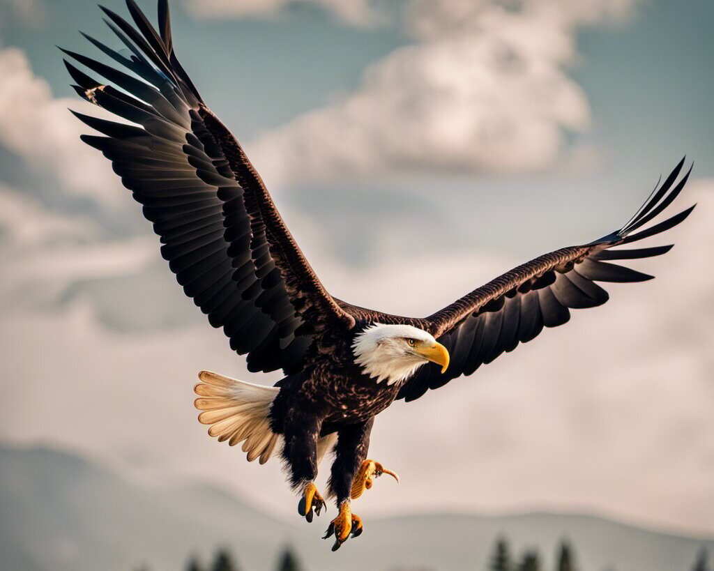 A Bald Eagle soaring through the air.