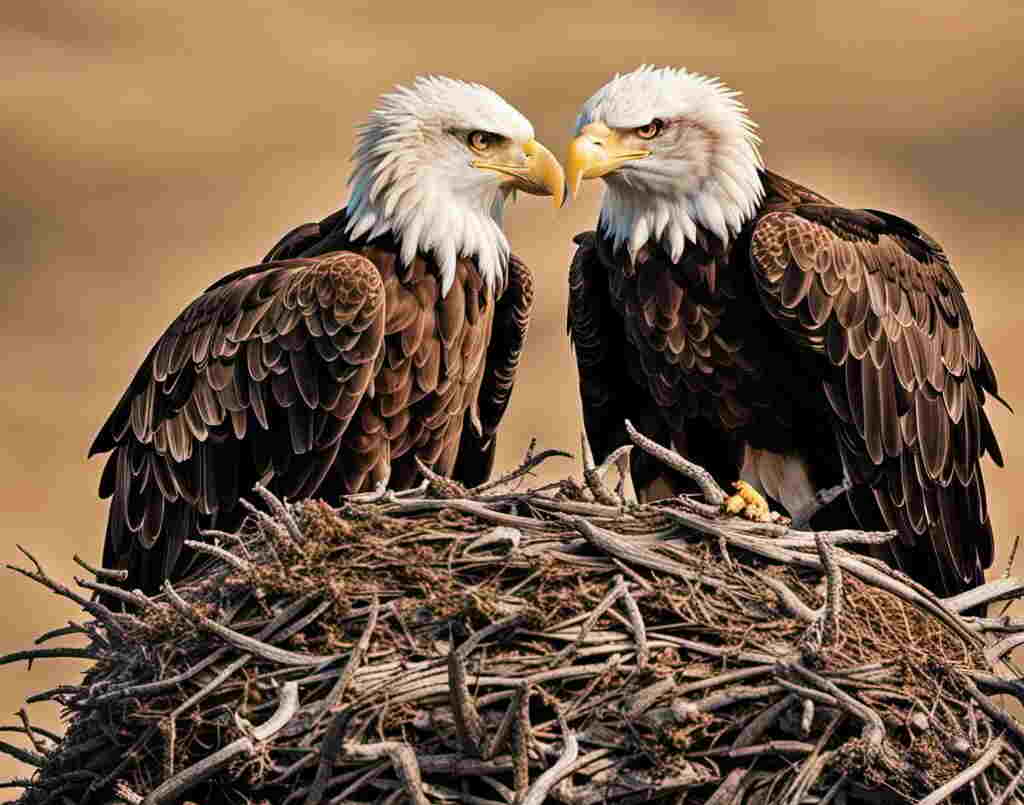 A pair of Bald Eagles in their nest.
