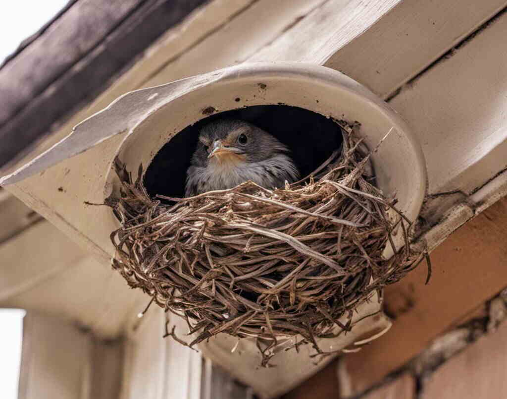 A bird nesting in a vent.