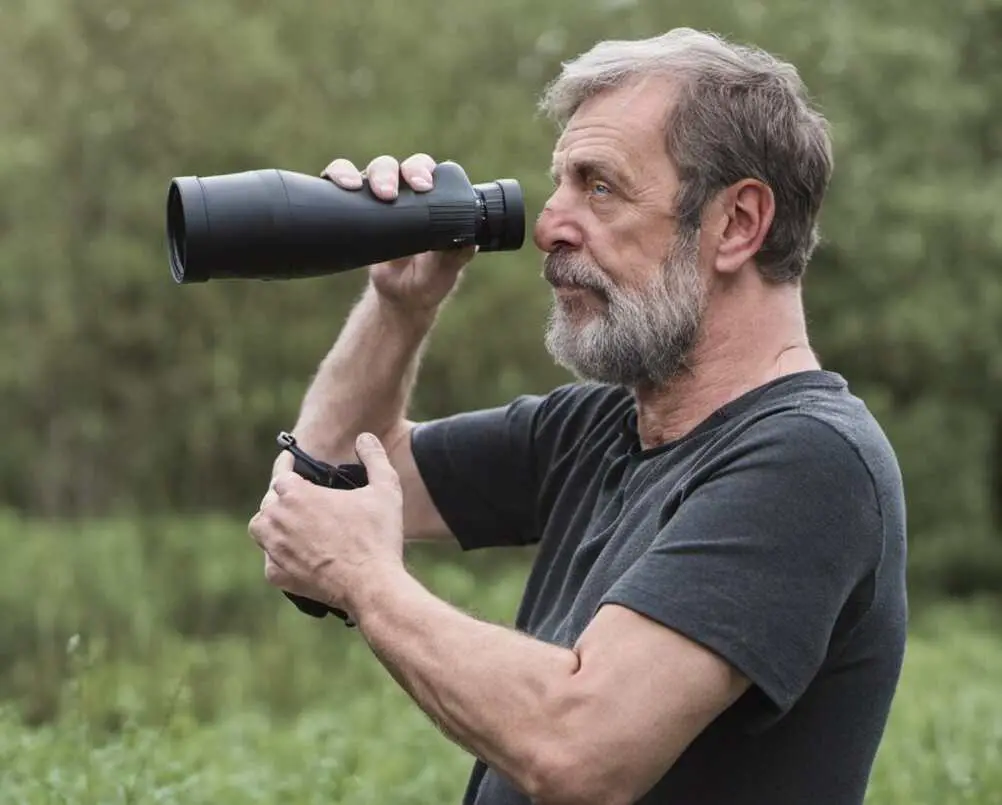 A man watching birds with monoculars.