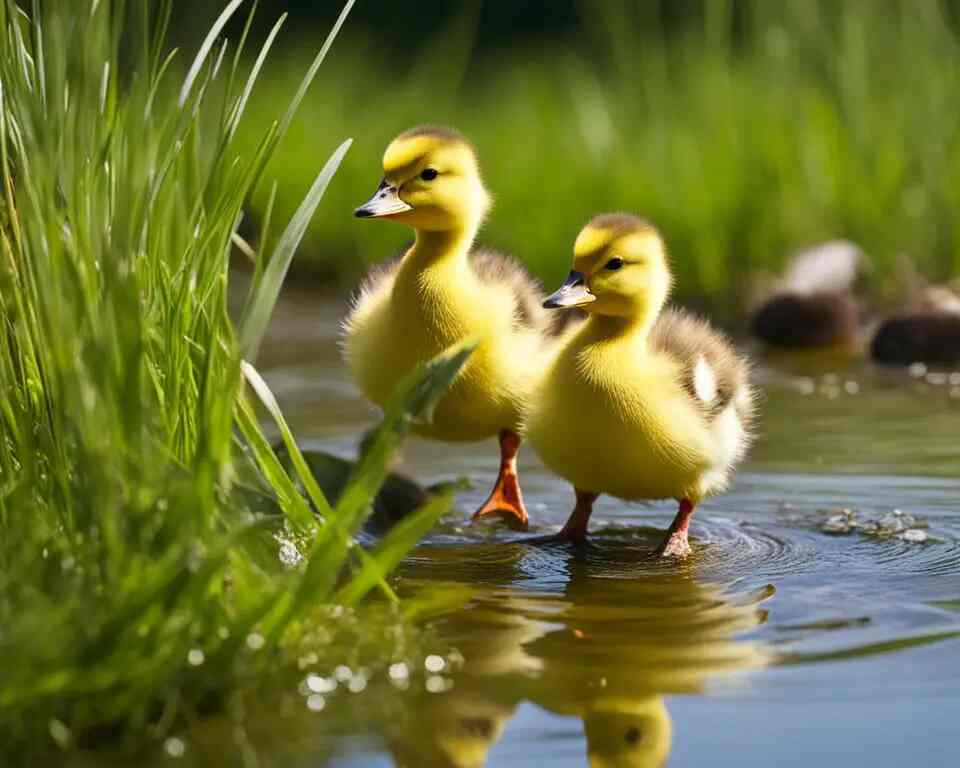 ducklings feeding