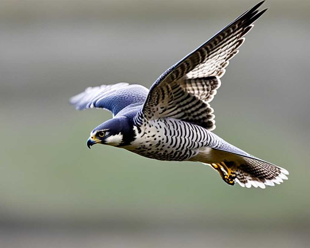 A Peregrine Falcon diving for prey.