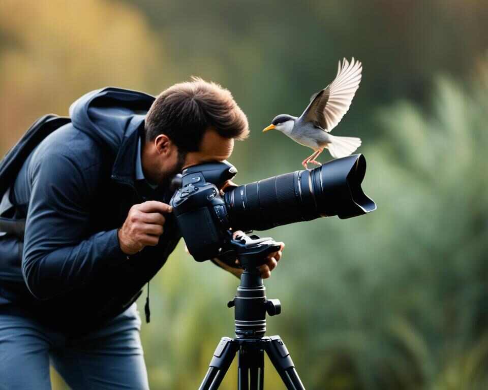 An image of a bird photographer in action.