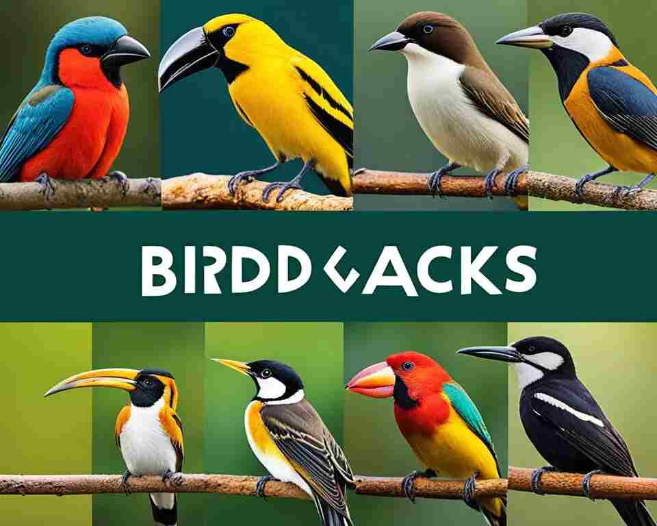 various birds with different beaks.