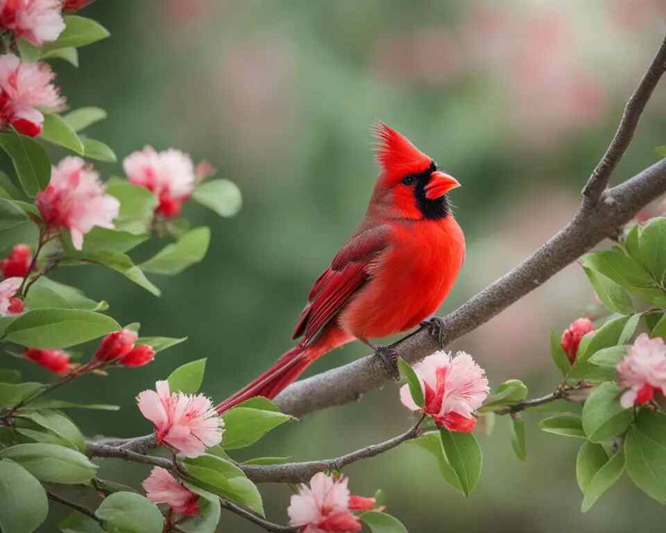 A red cardinal perched in a tree.