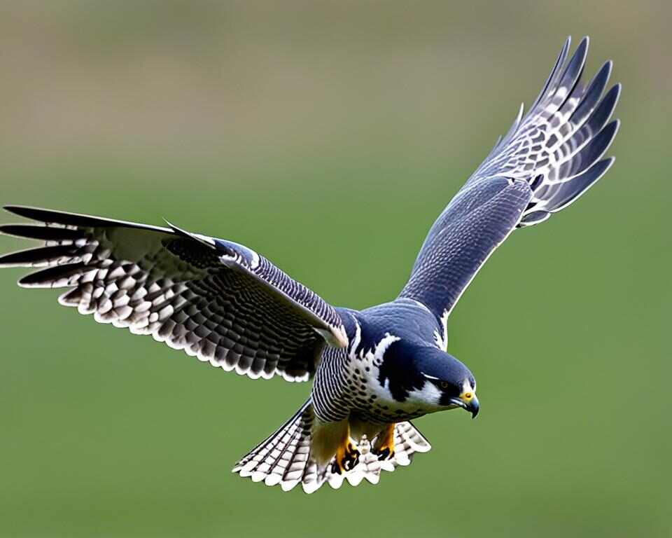 A Peregrine Falcon searching for prey.