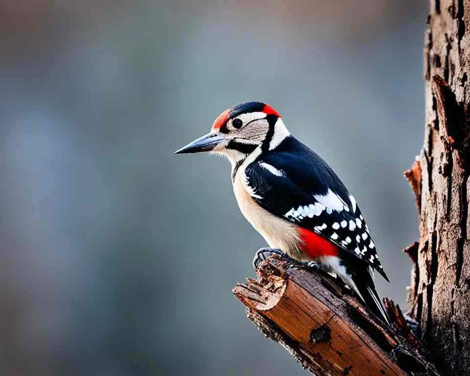 A Great Spotted Woodpecker perched on a tree branch.