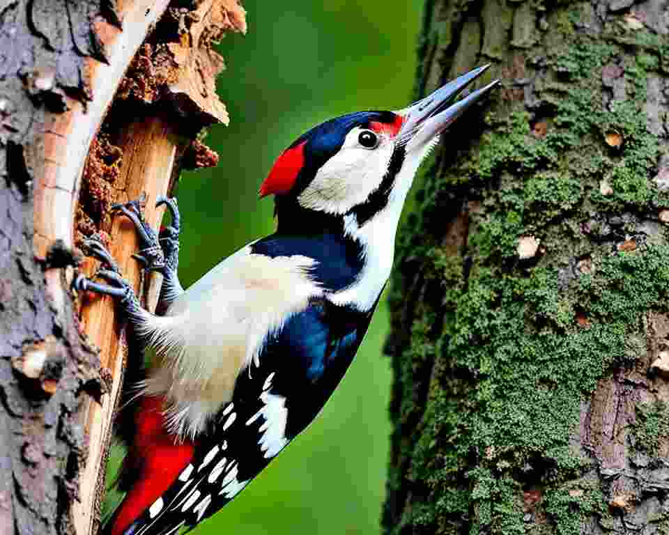 A Great Spotted Woodpecker perched on a tree.
