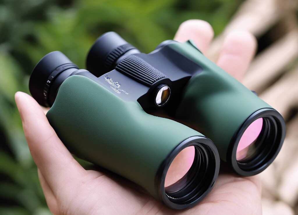 A person holding binoculars in their hand.