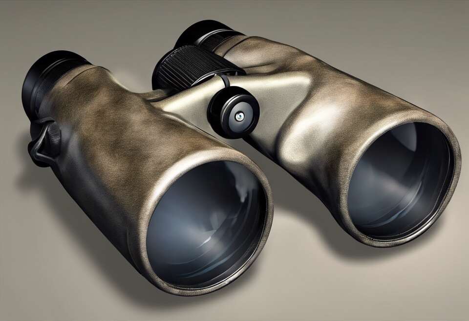 A pair of binoculars on a table.