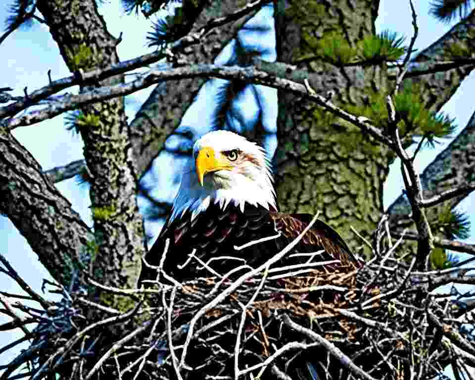 A Bald Eagle in its nest.