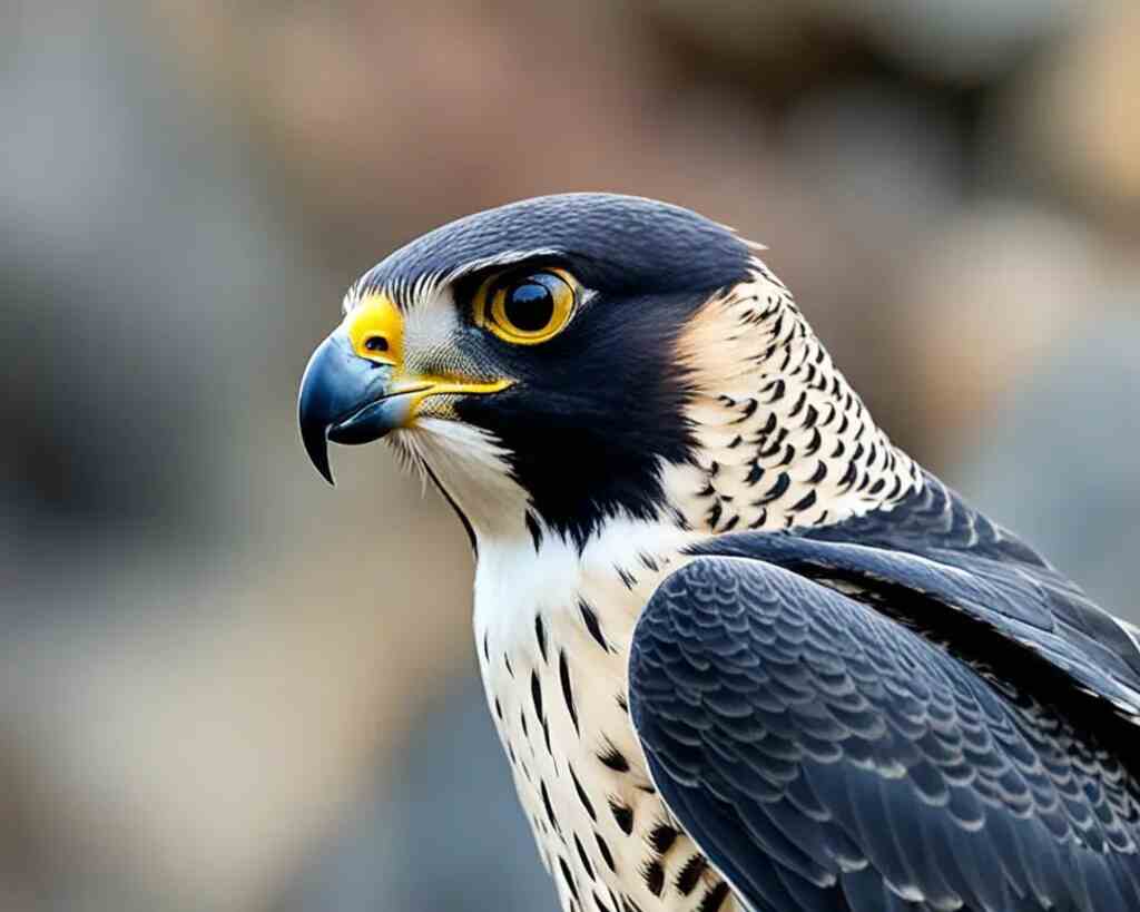 A Peregrine Falcon close-up shot.
