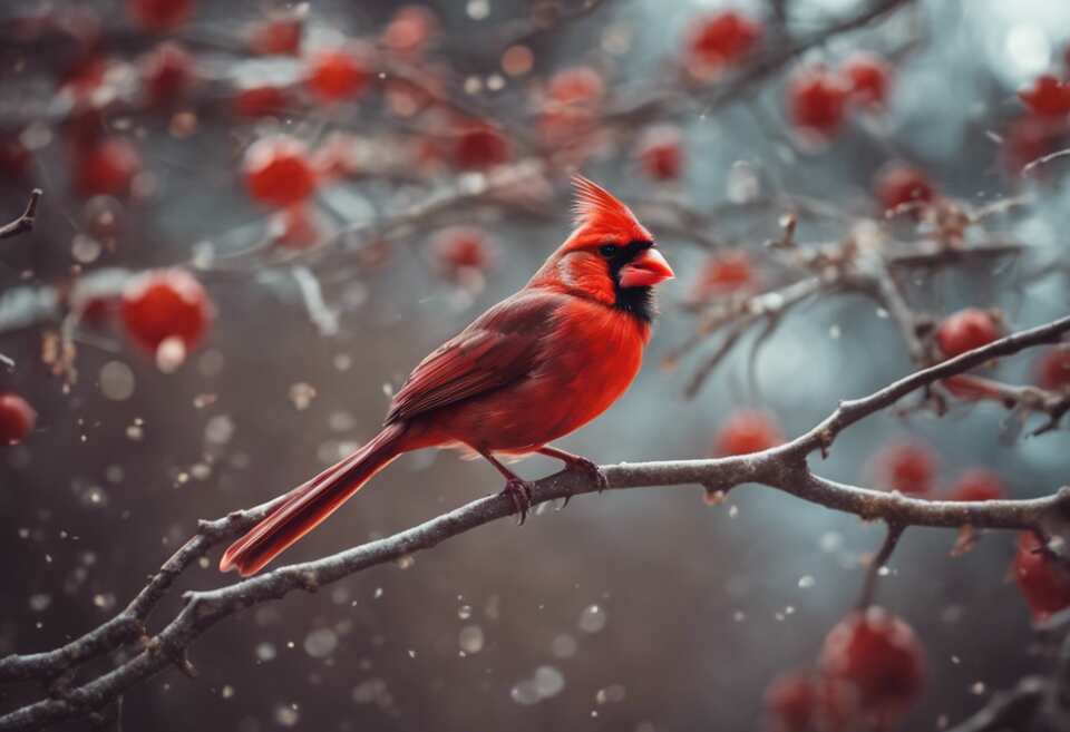 A Northern Cardinal chirping.