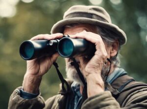A birder with waterproof binoculars.
