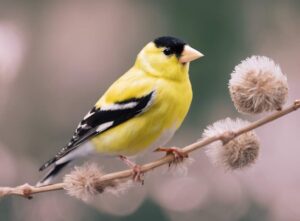 American Goldfinch perched on a branch.