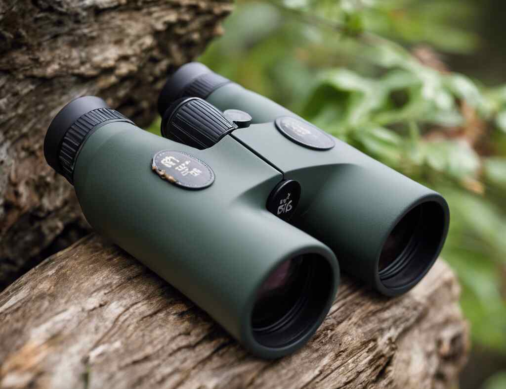A pair of binoculars placed on a large rock.