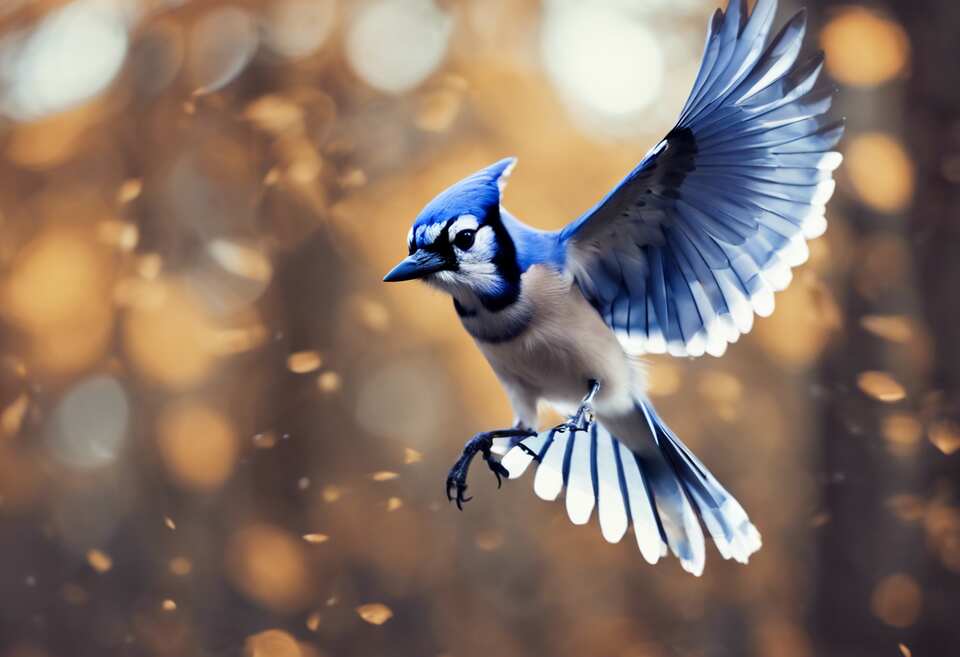 A blue jay preparing to land.