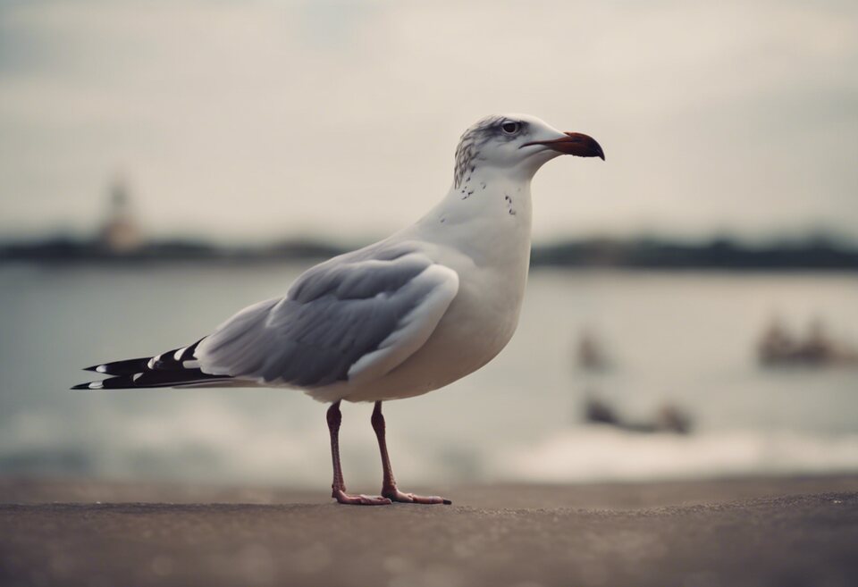 A seagull perched on a dock.
