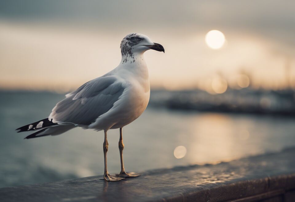 A seagull perched on a wall.