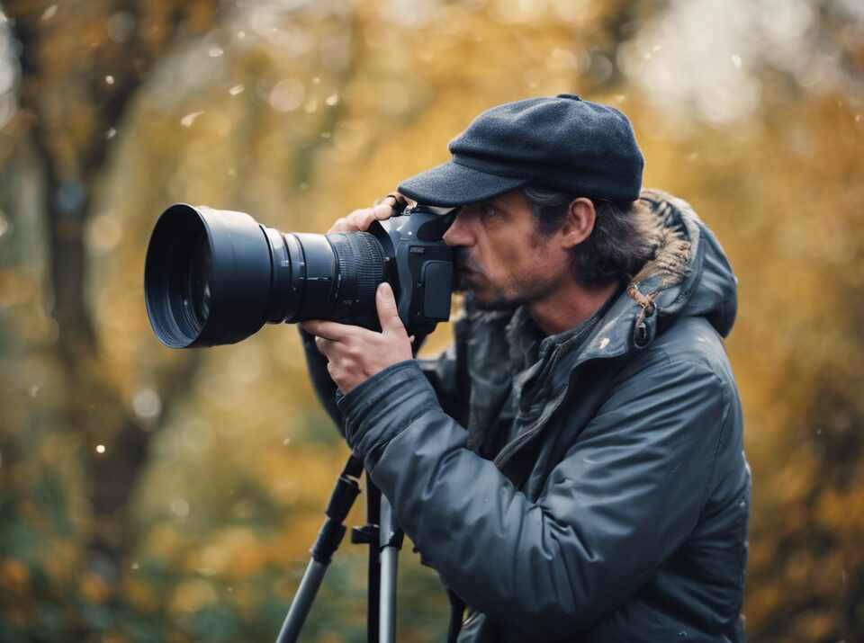 A birdwatcher with a camera.
