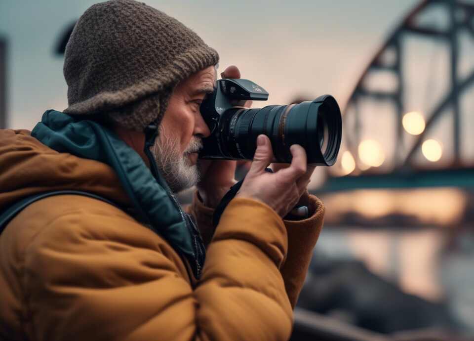 A birder using a bridge camera.