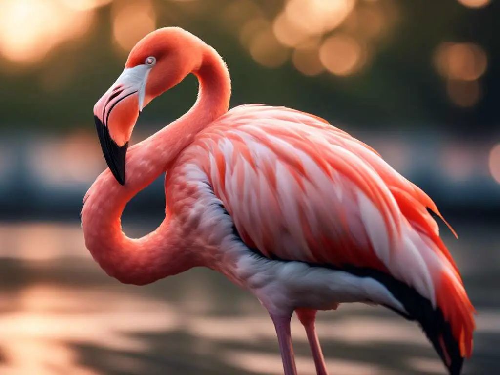 A closeup of an American Flamingo.