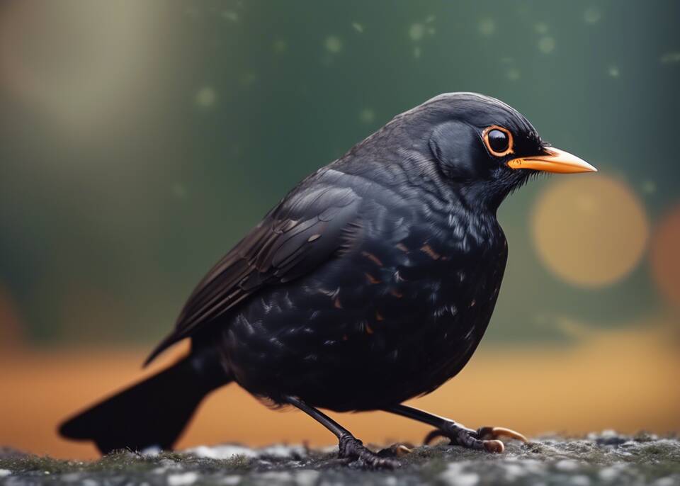 A close=up photo of a European Blackbird.