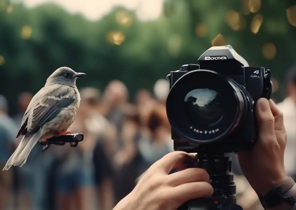 A birder taking photos of birds.