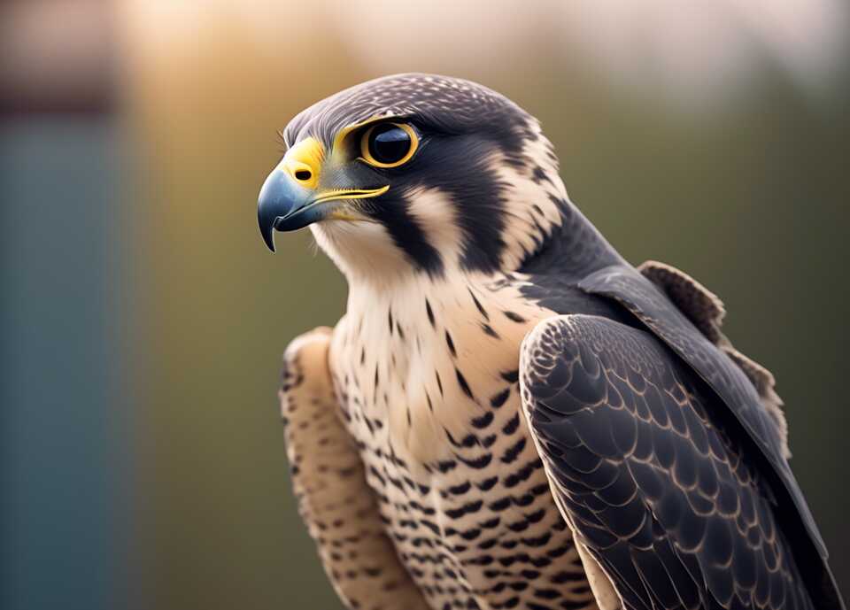 A closeup shot of a Peregrine Falcon.