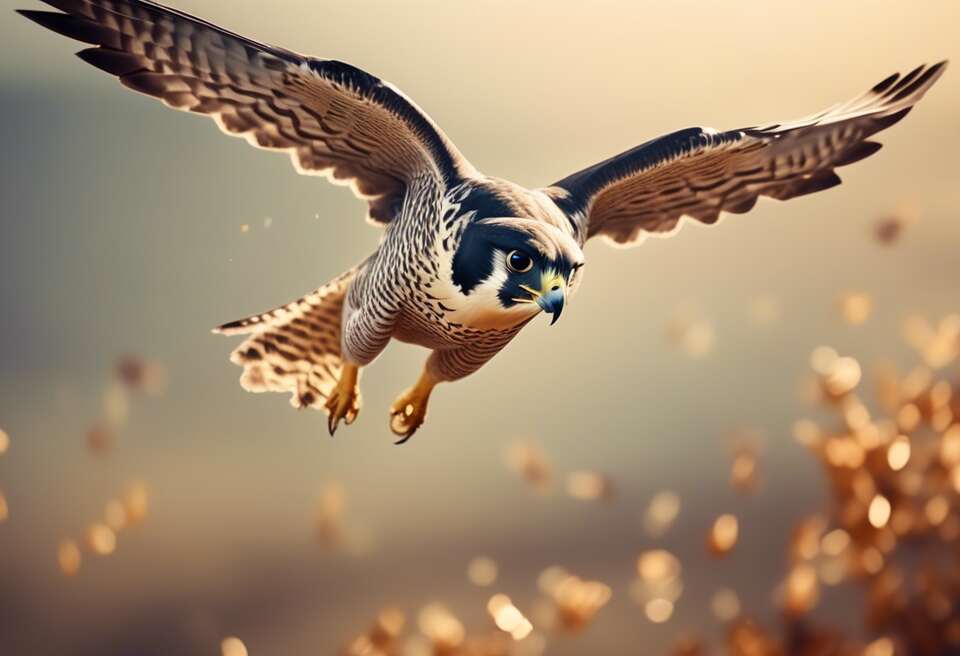 A Peregrine Falcon searching for prey.