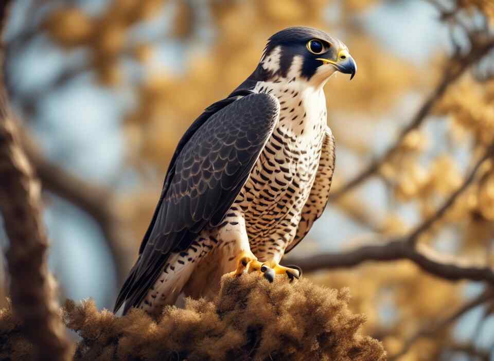 A Peregrine Falcon perched in a tree.