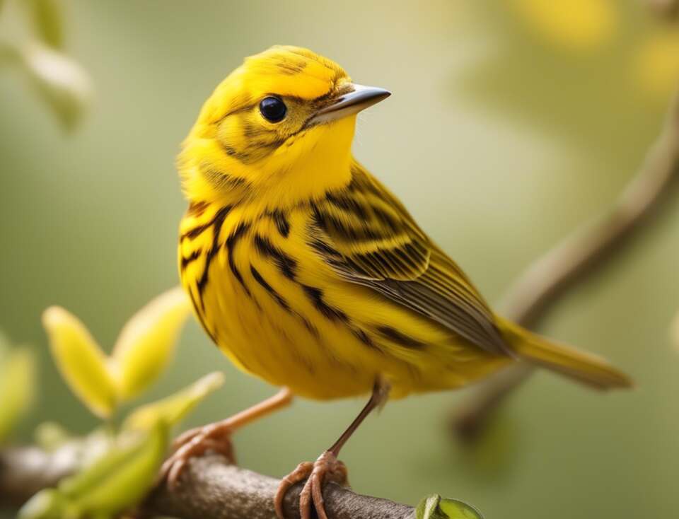 A Yellow Warbler perched in a tree.