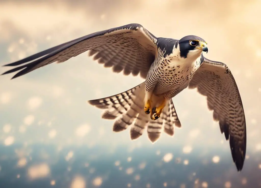 Peregrine Falcon soaring.