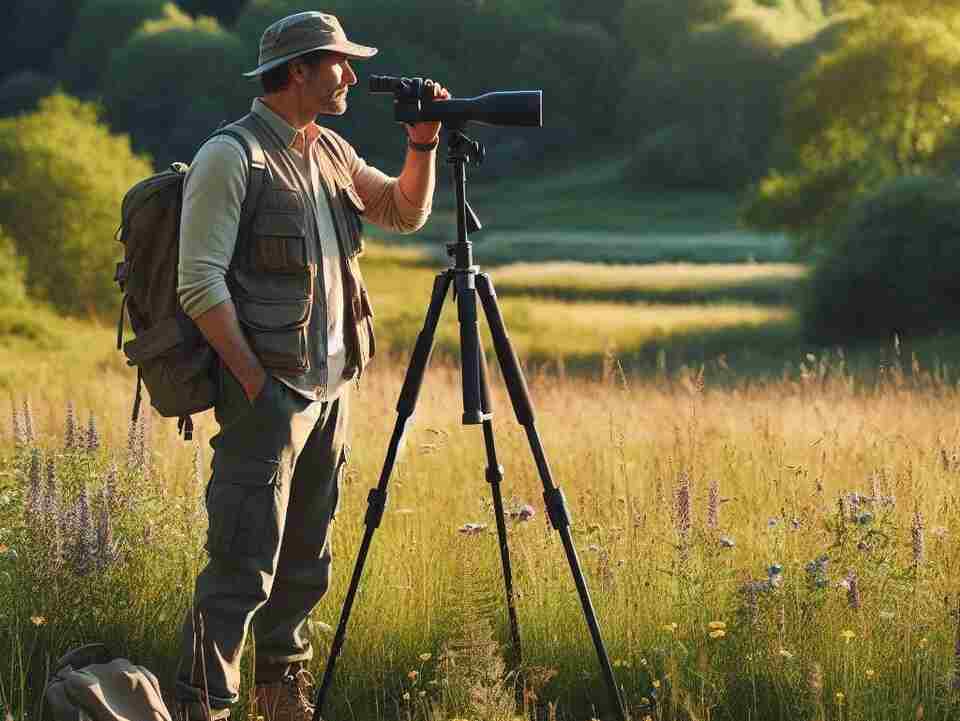 A birdwatcher with spotting scope.